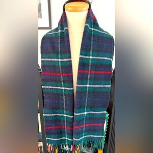 Cashmere Scarf. Tartan Pattern. Made in Scotland. 12”x56”. Very Good Condition.